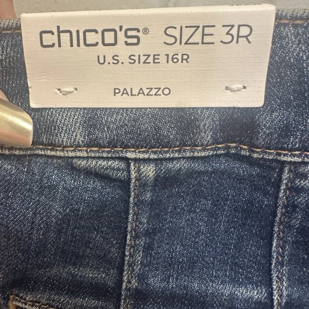Chico's Dark Blue Flare palazzo Jeans - Picture 6 of 10